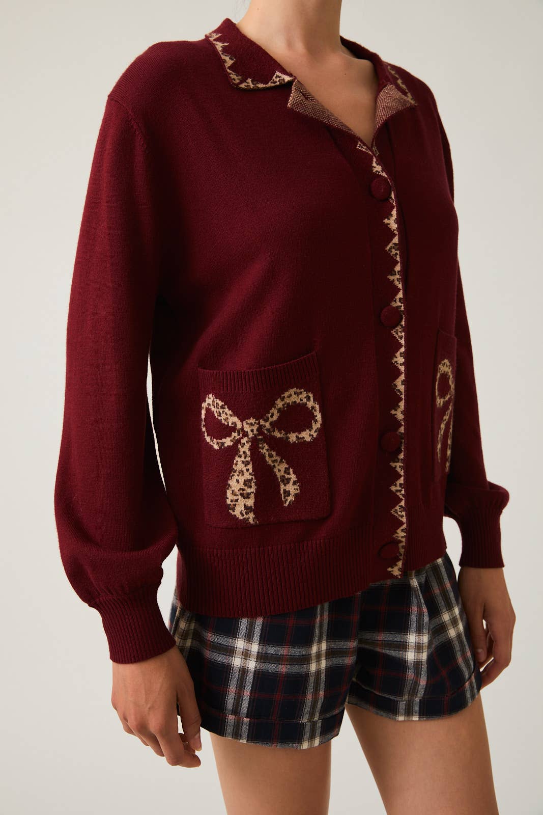 Collard Leopard Bows Cardigan