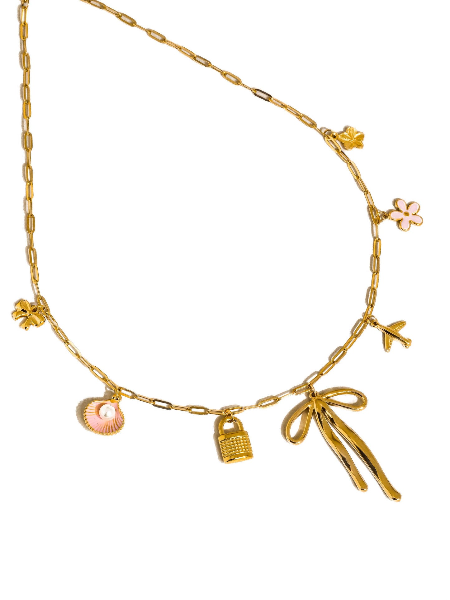 Tyla 18K Gold Non-Tarnish Bow Charm Necklace