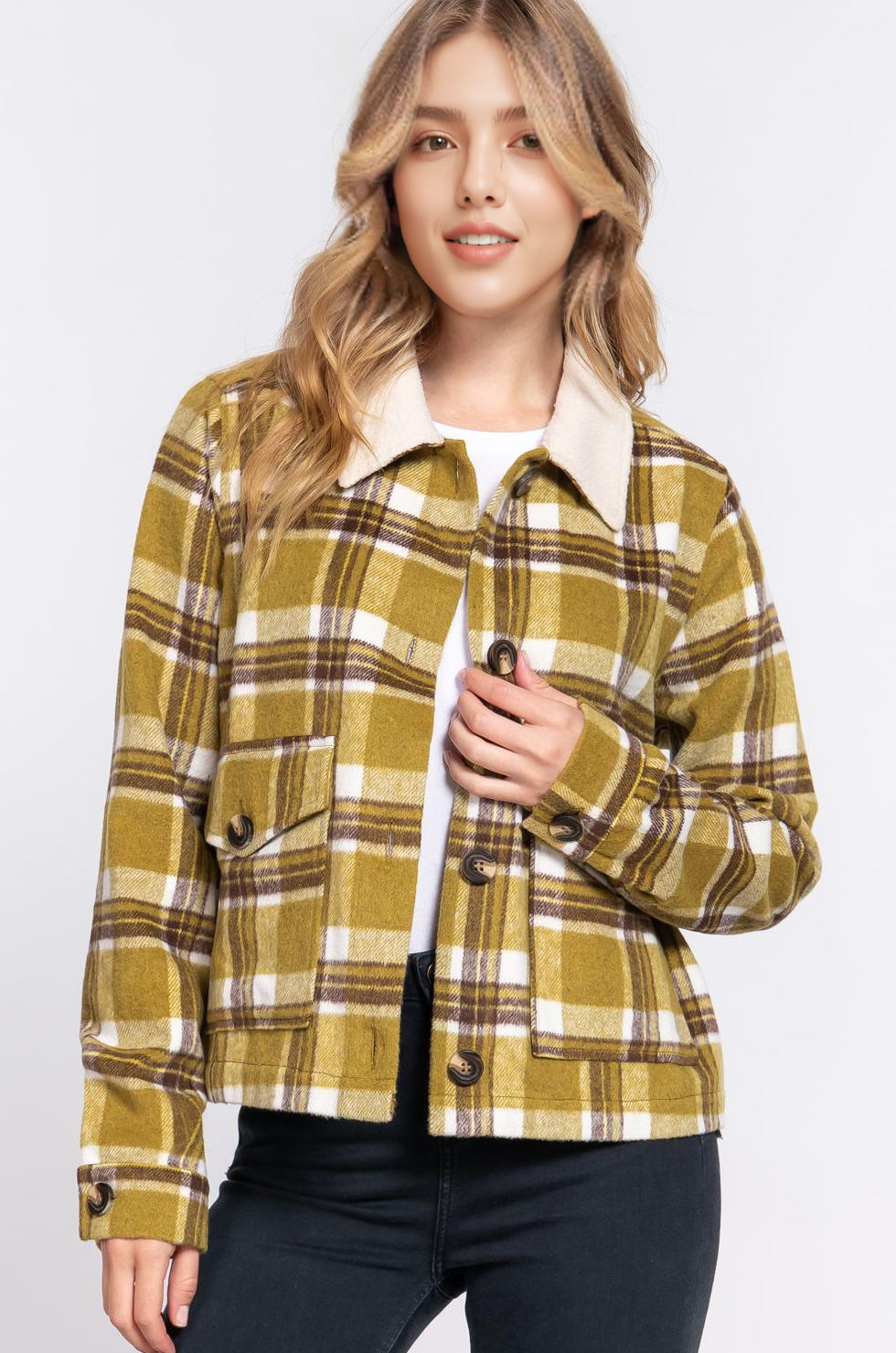 Olive You Plaid Shacket