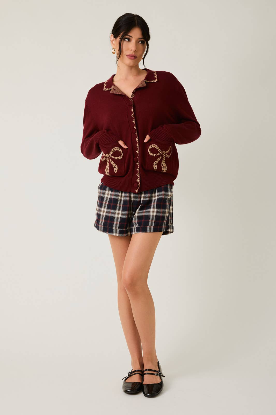 Collard Leopard Bows Cardigan