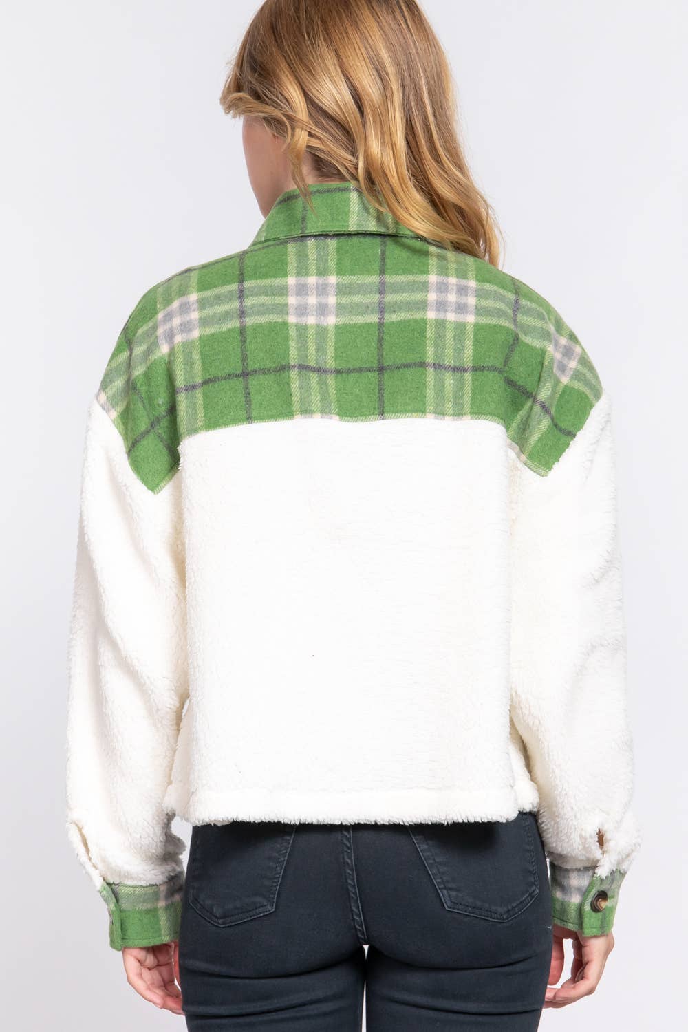 Green Plaid and Sherpa Jacket