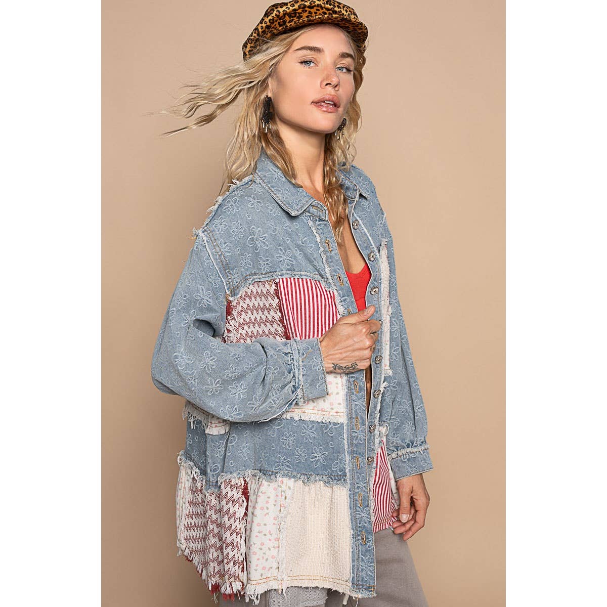 Boho Bloomed in Denim Top