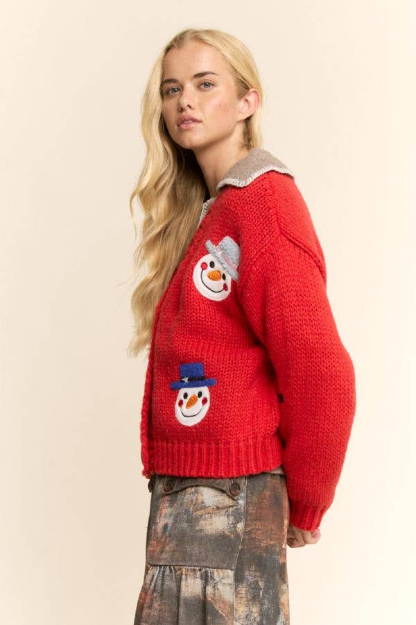 Jolly Snowman Holiday Cardigan