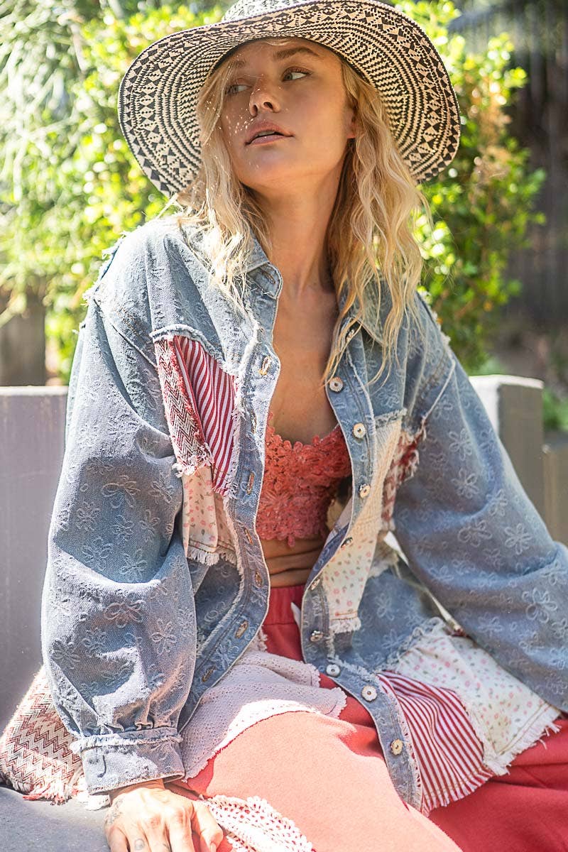 Boho Bloomed in Denim Top