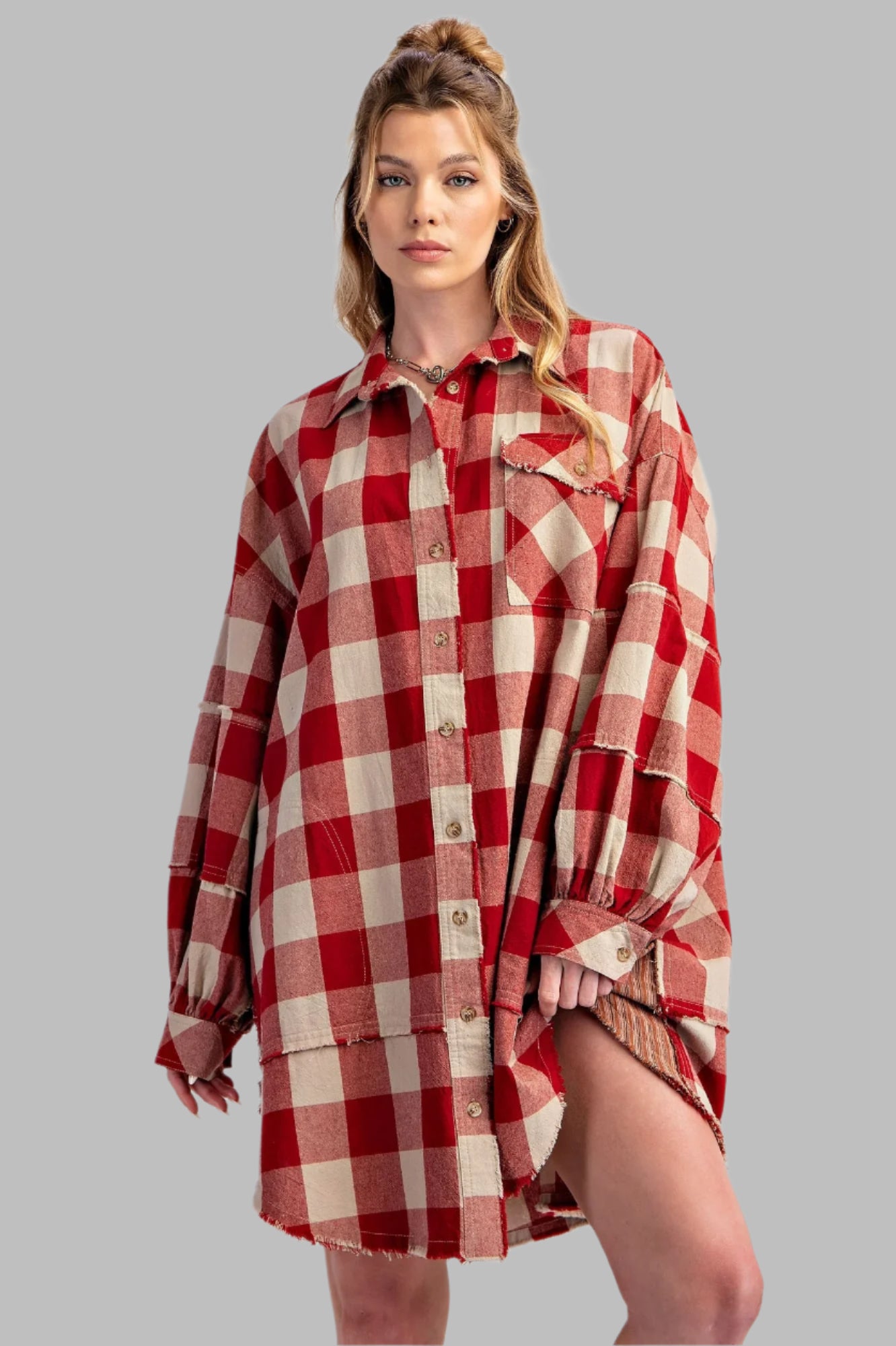 Easel Checkered OVERSIZED Shirt