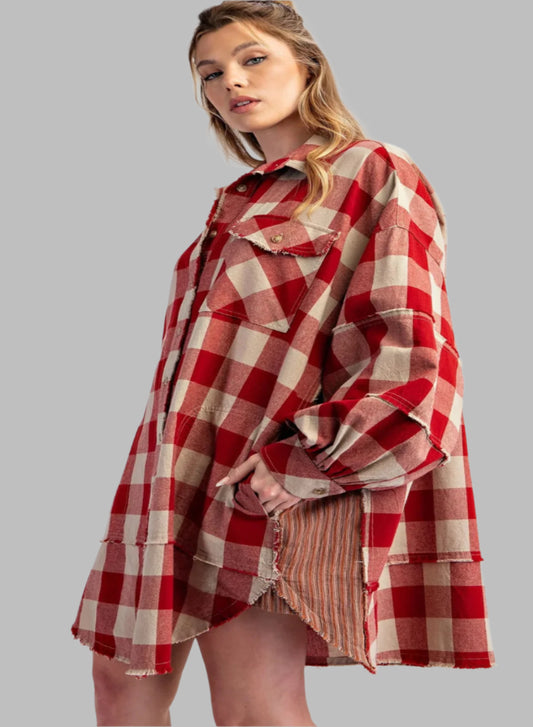 Easel Checkered OVERSIZED Shirt