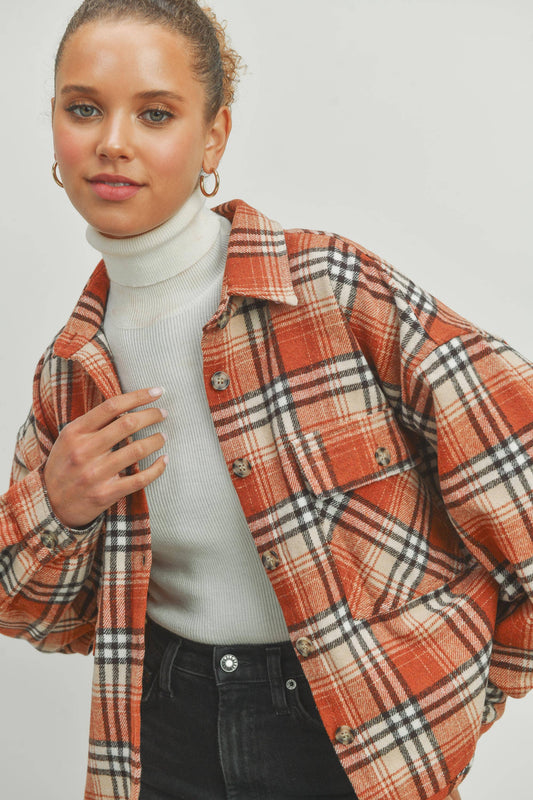 PLAID FLANNEL CROP SHACKET