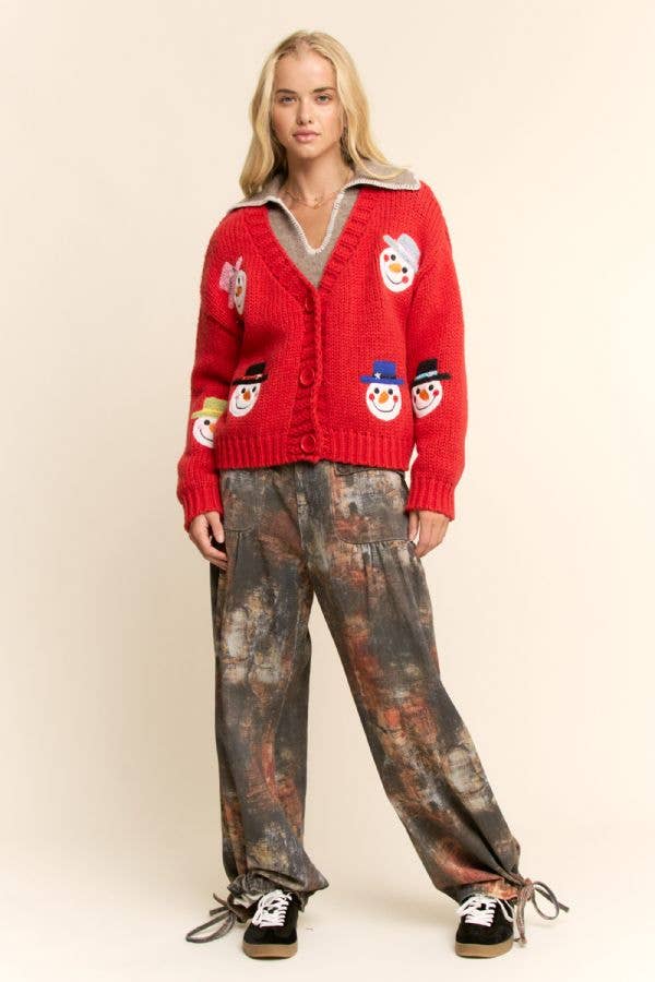 Jolly Snowman Holiday Cardigan