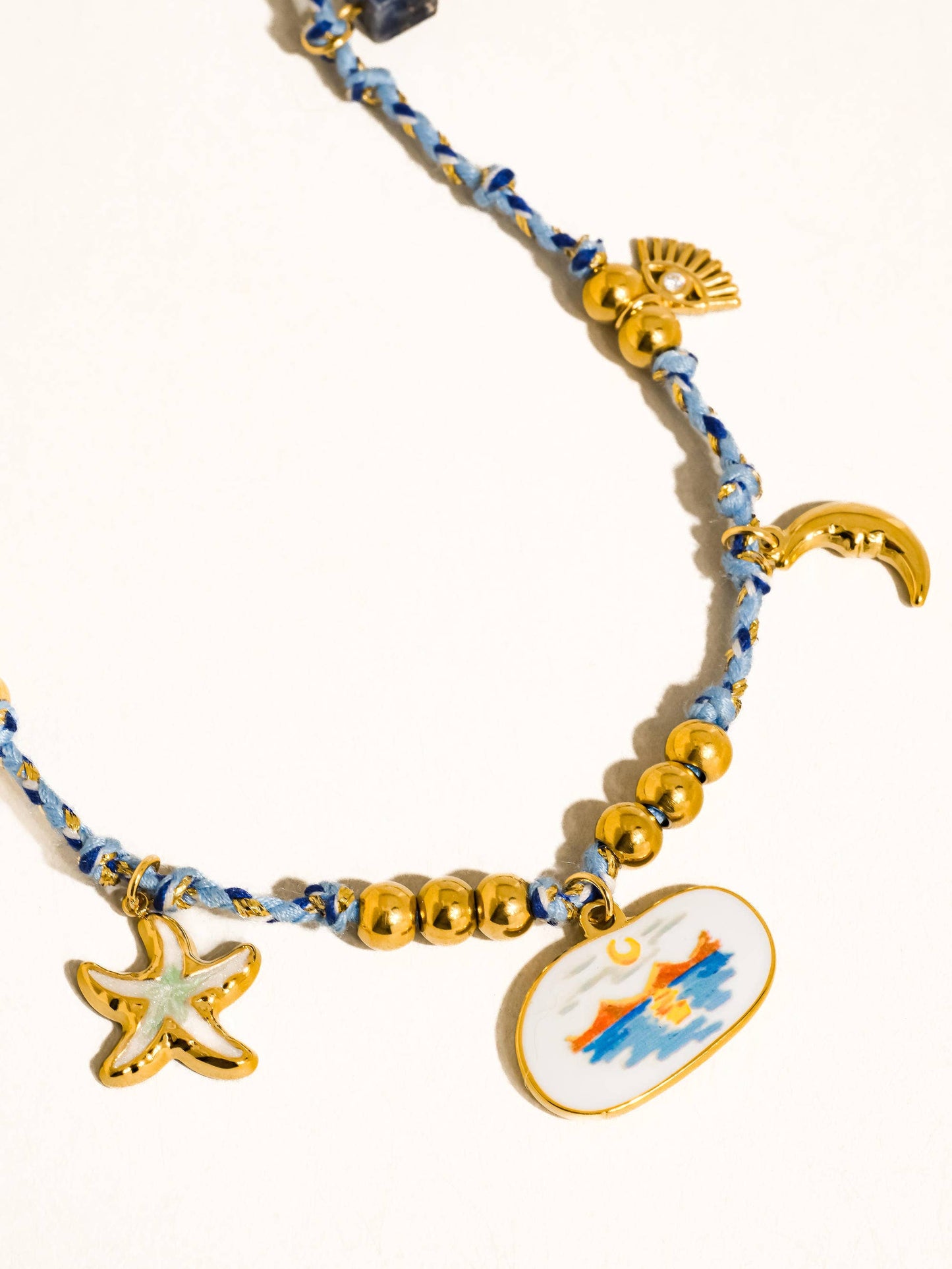 Pêche 18K Gold Non-Tarnish Vintage Charm Rope Necklace