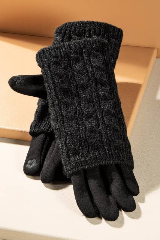 TWO COLORS - Cable Knit Removable Handwarmer and Glove Set