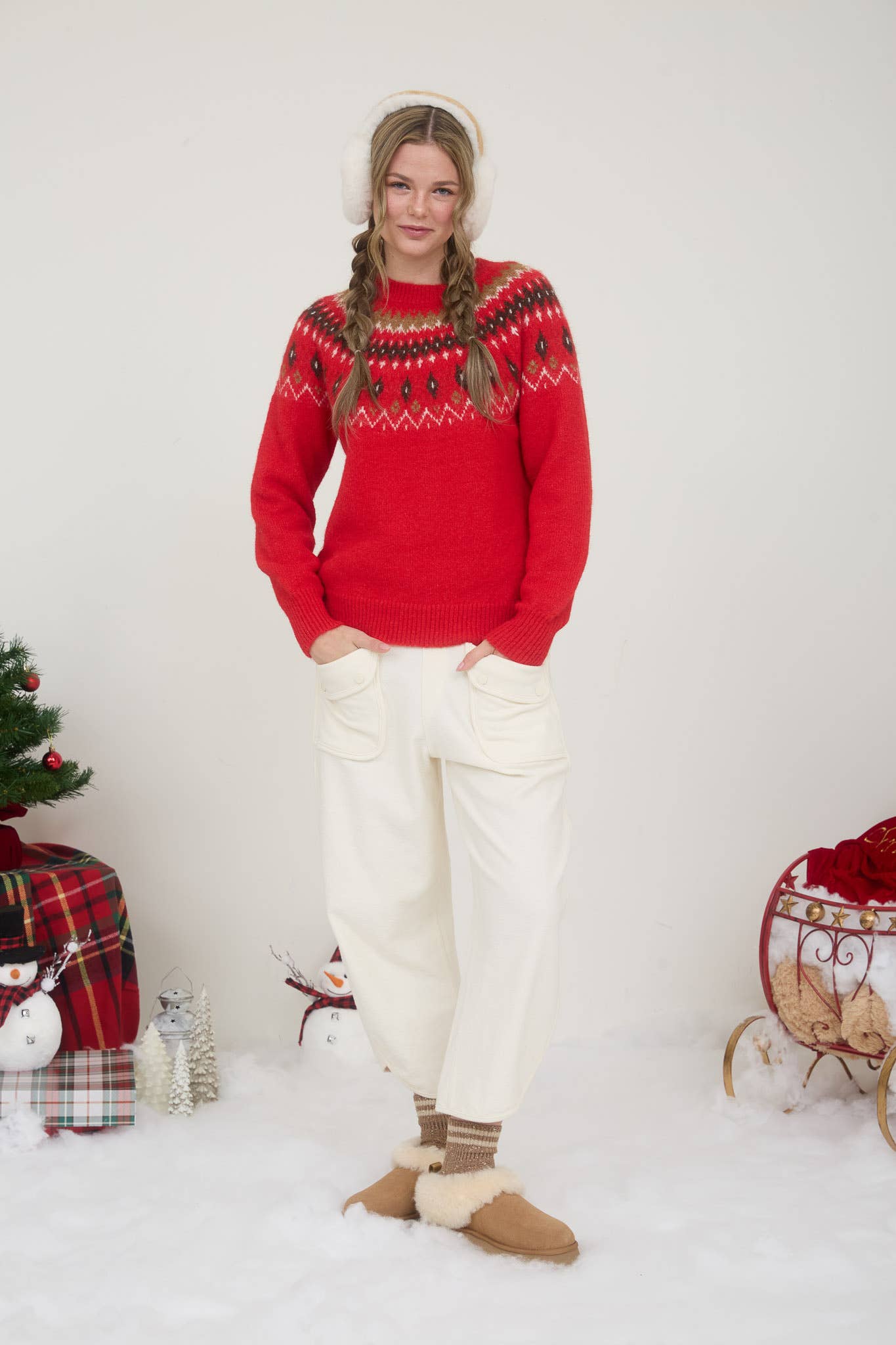 Cozy Nordic Knit Pullover Sweater