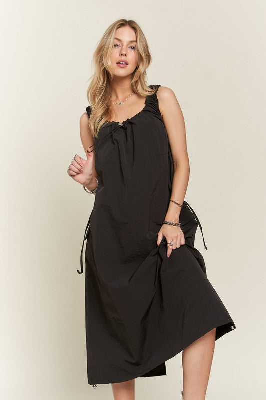 ADORA Drawstring Slit Back Cargo Dress