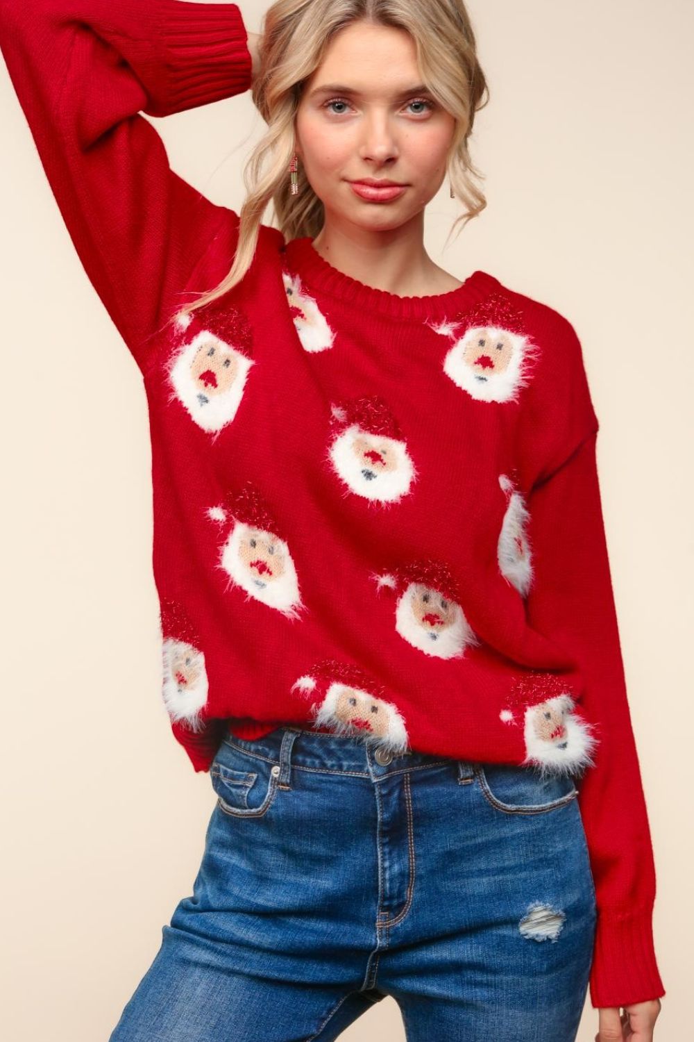 Haptics Santa Sparkle Brushed Sweater