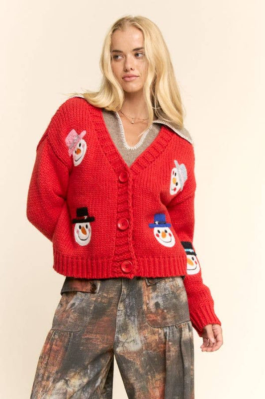 Jolly Snowman Holiday Cardigan