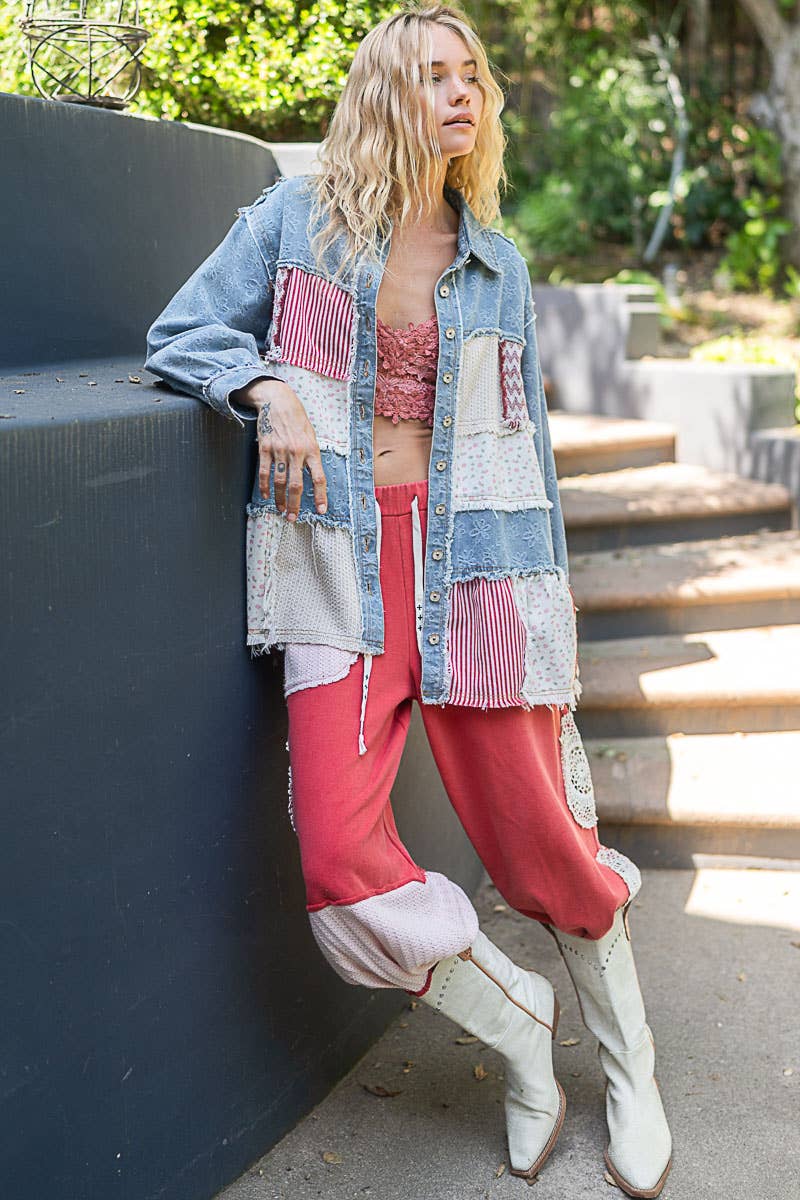 Boho Bloomed in Denim Top