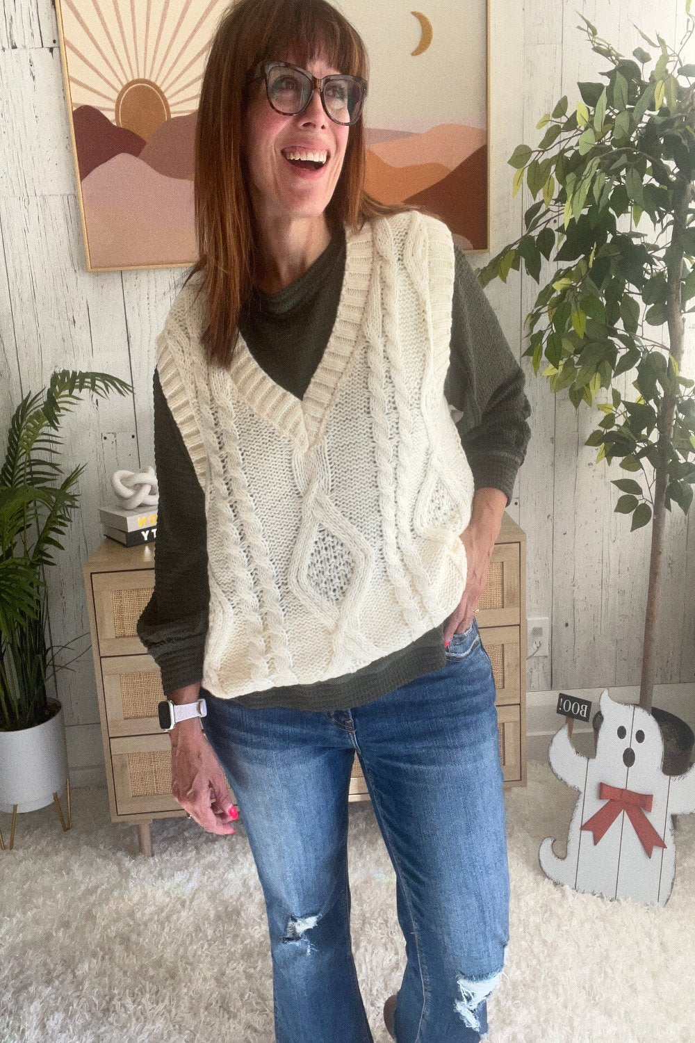 Ivy Cable-Knit Sweater Vest