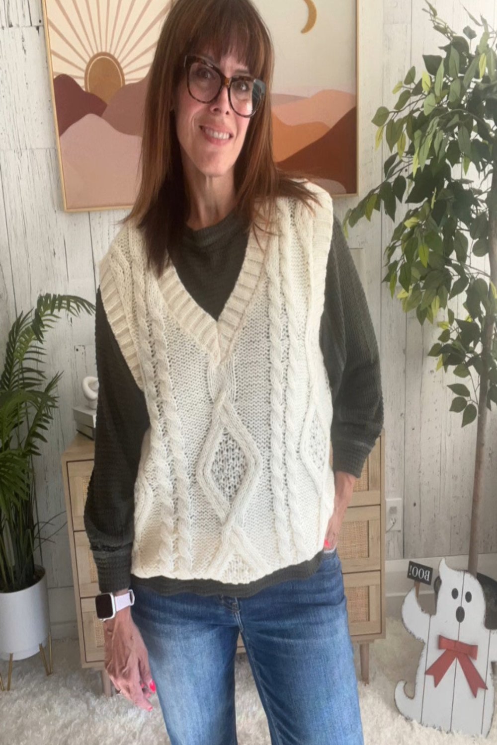 Ivy Cable-Knit Sweater Vest