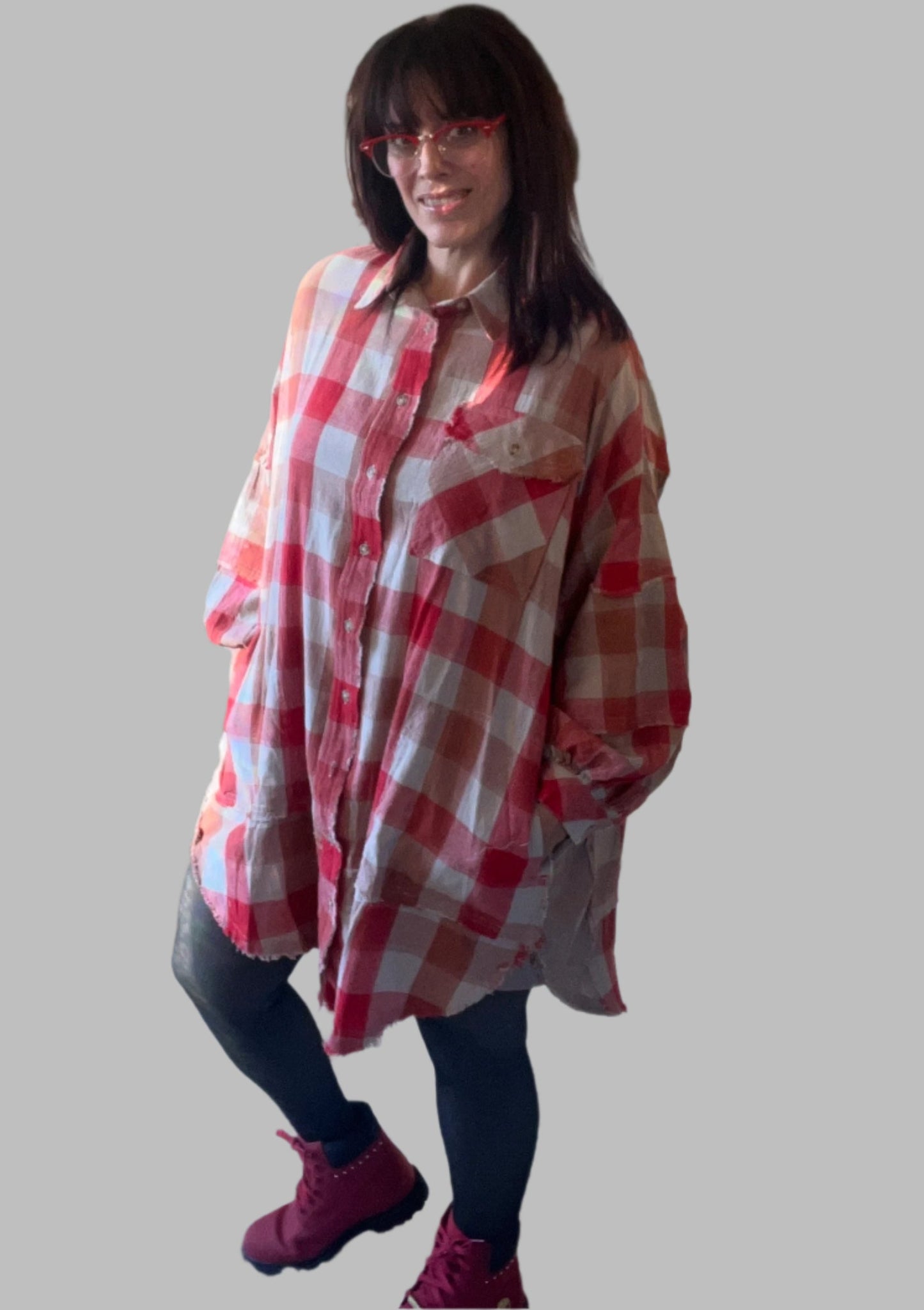 Easel Checkered OVERSIZED Shirt