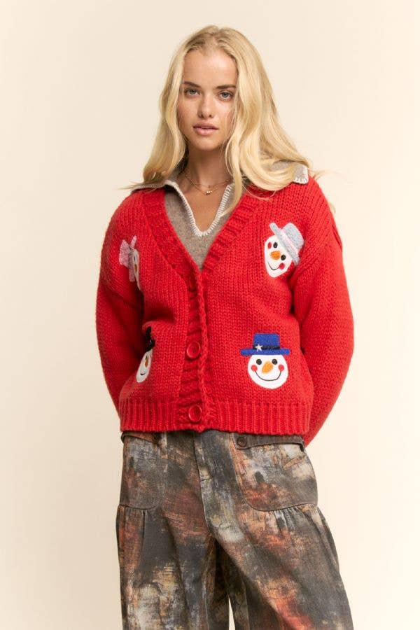 Jolly Snowman Holiday Cardigan