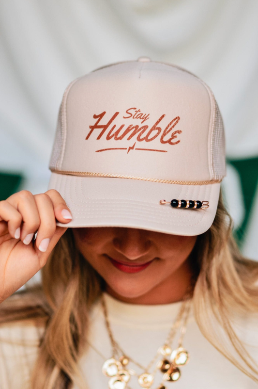 Stay Humble Cream Trucker Hat