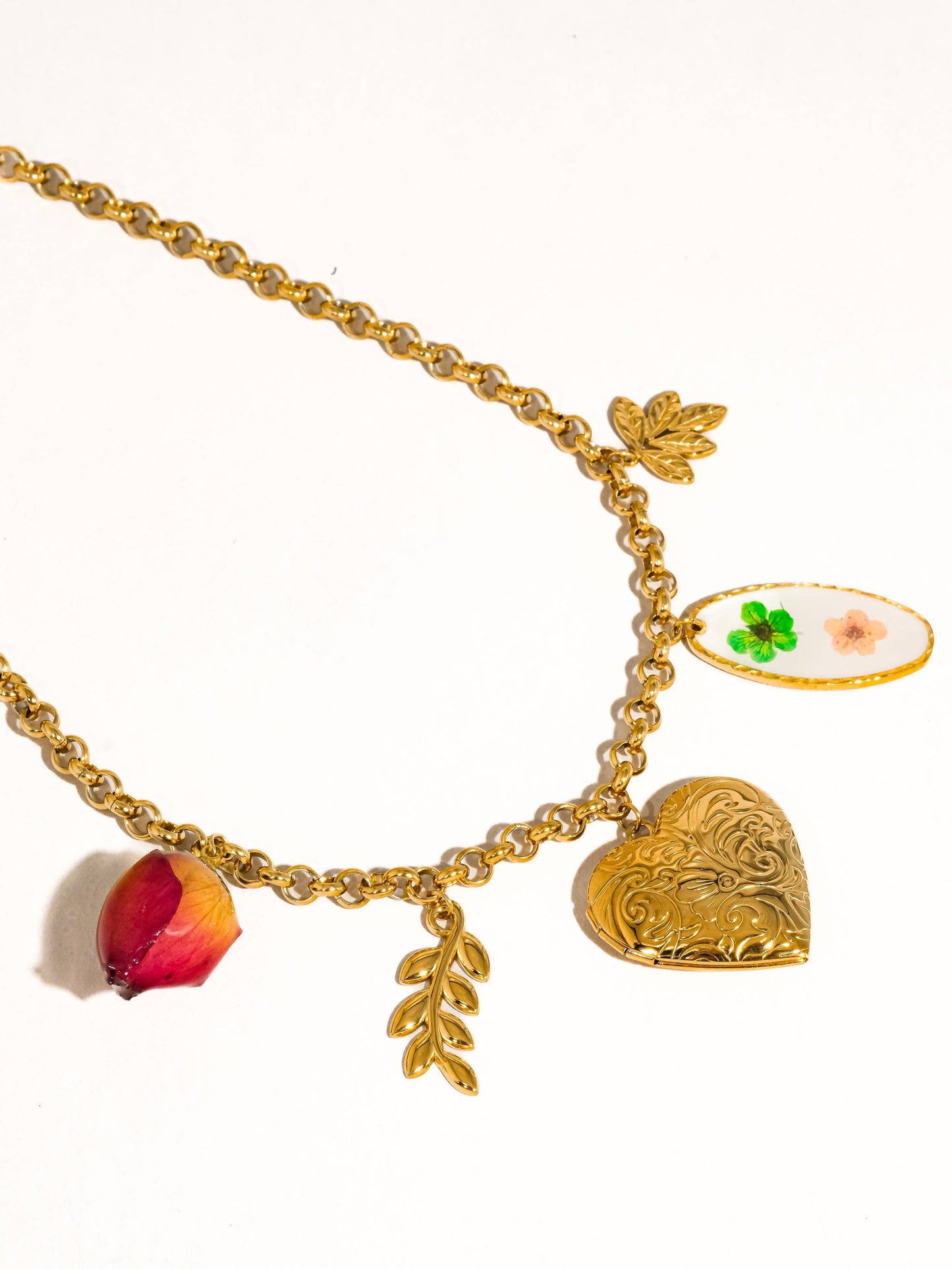 Lantana 18K Gold Non-Tarnish Vintage Locket Charm Necklace