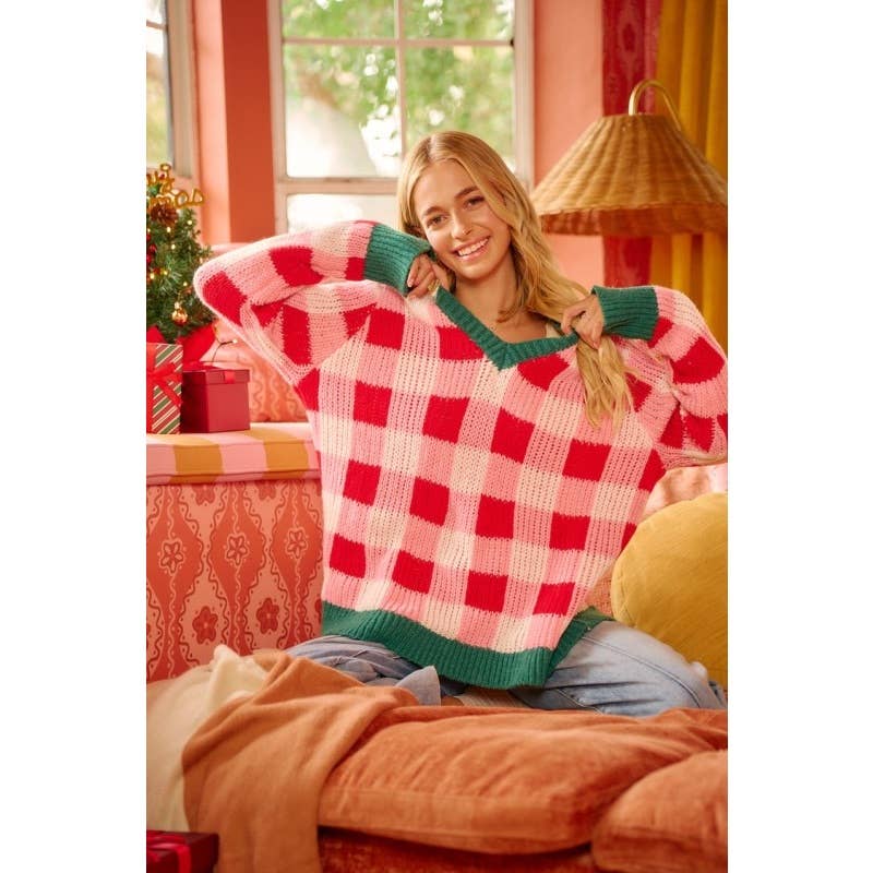 BiBi Oversized Checkerboard Sweater
