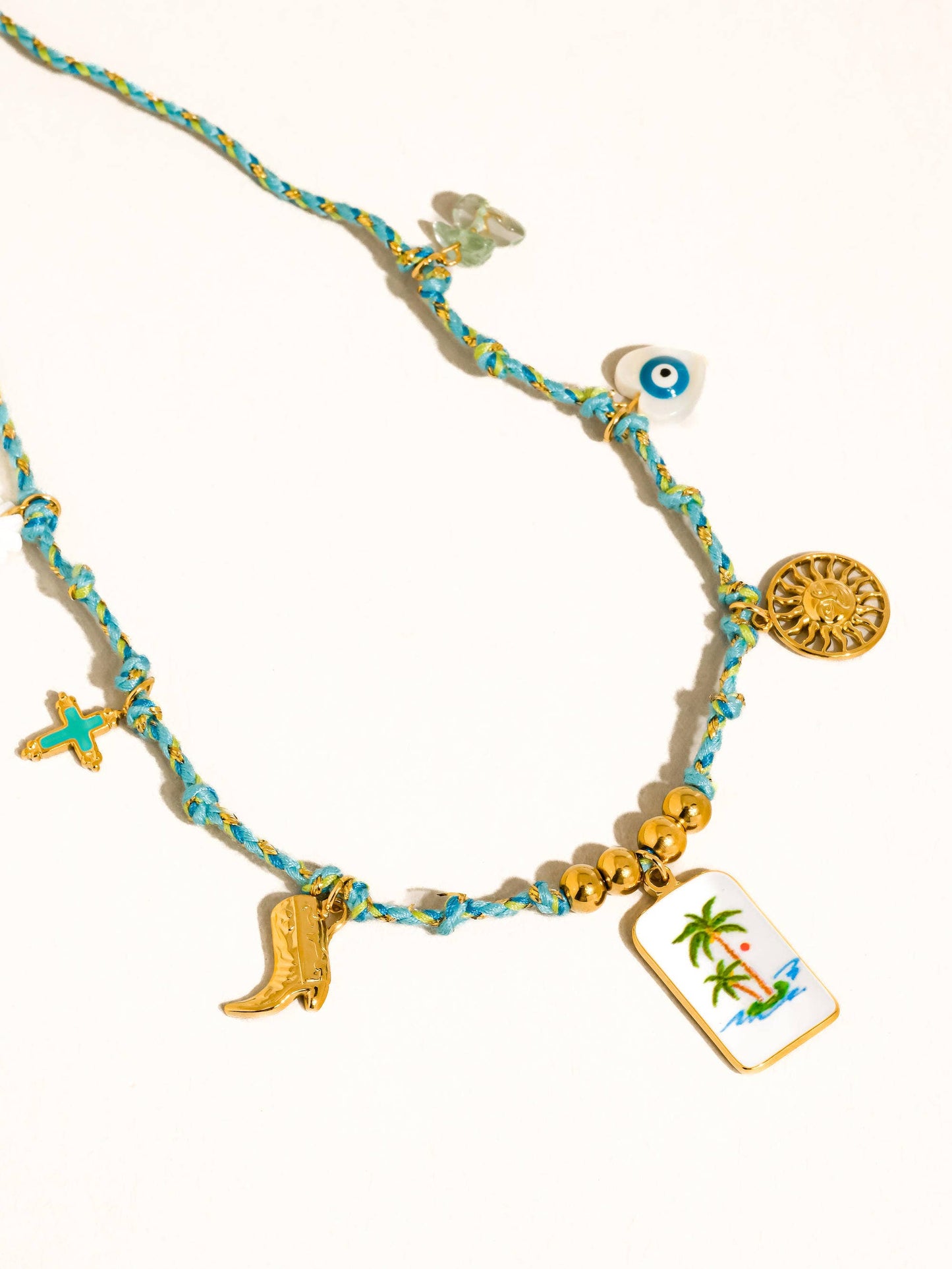 Pêche 18K Gold Non-Tarnish Vintage Charm Rope Necklace