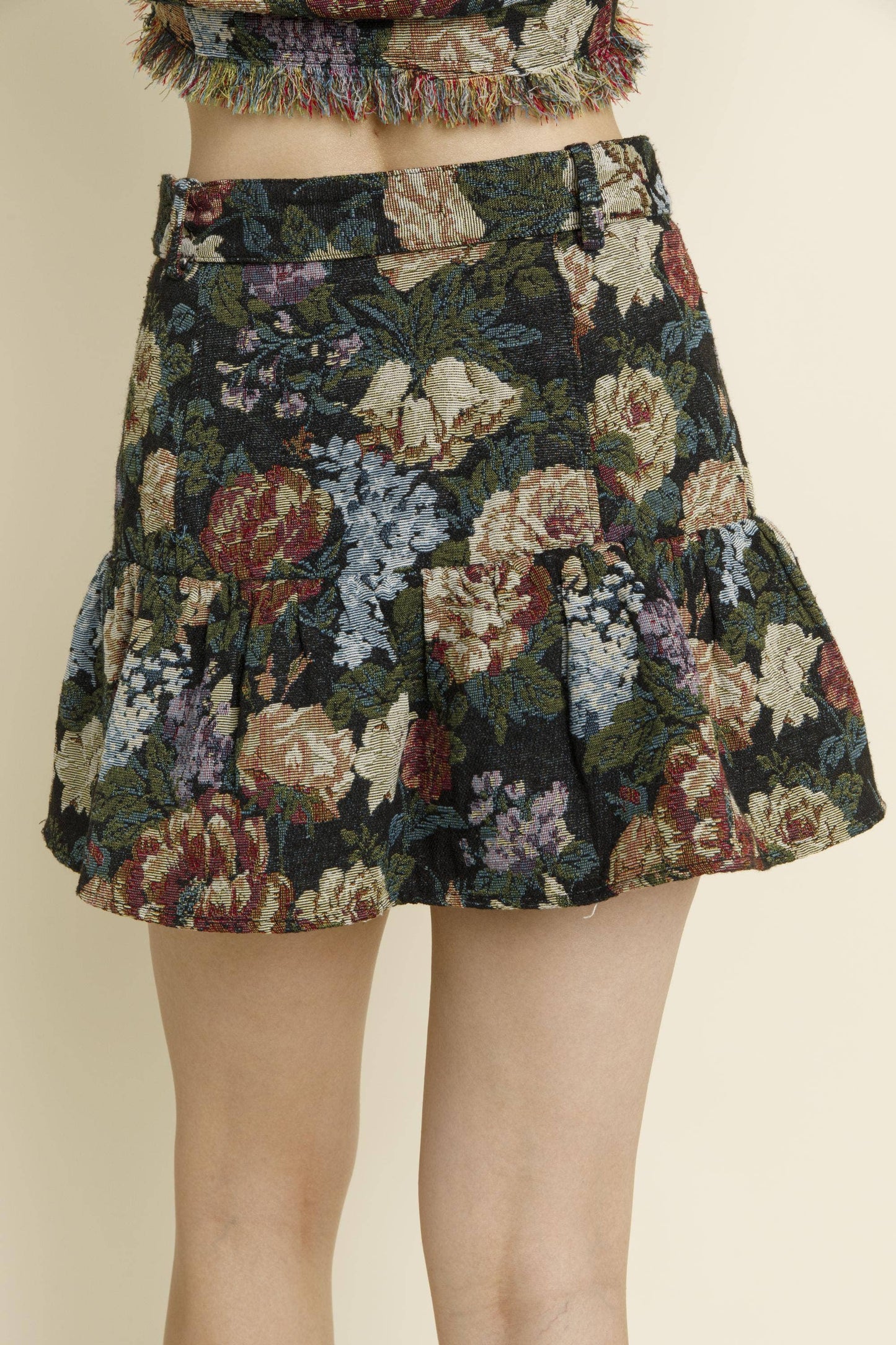 Mabel Belted Brocade Mini Skirt