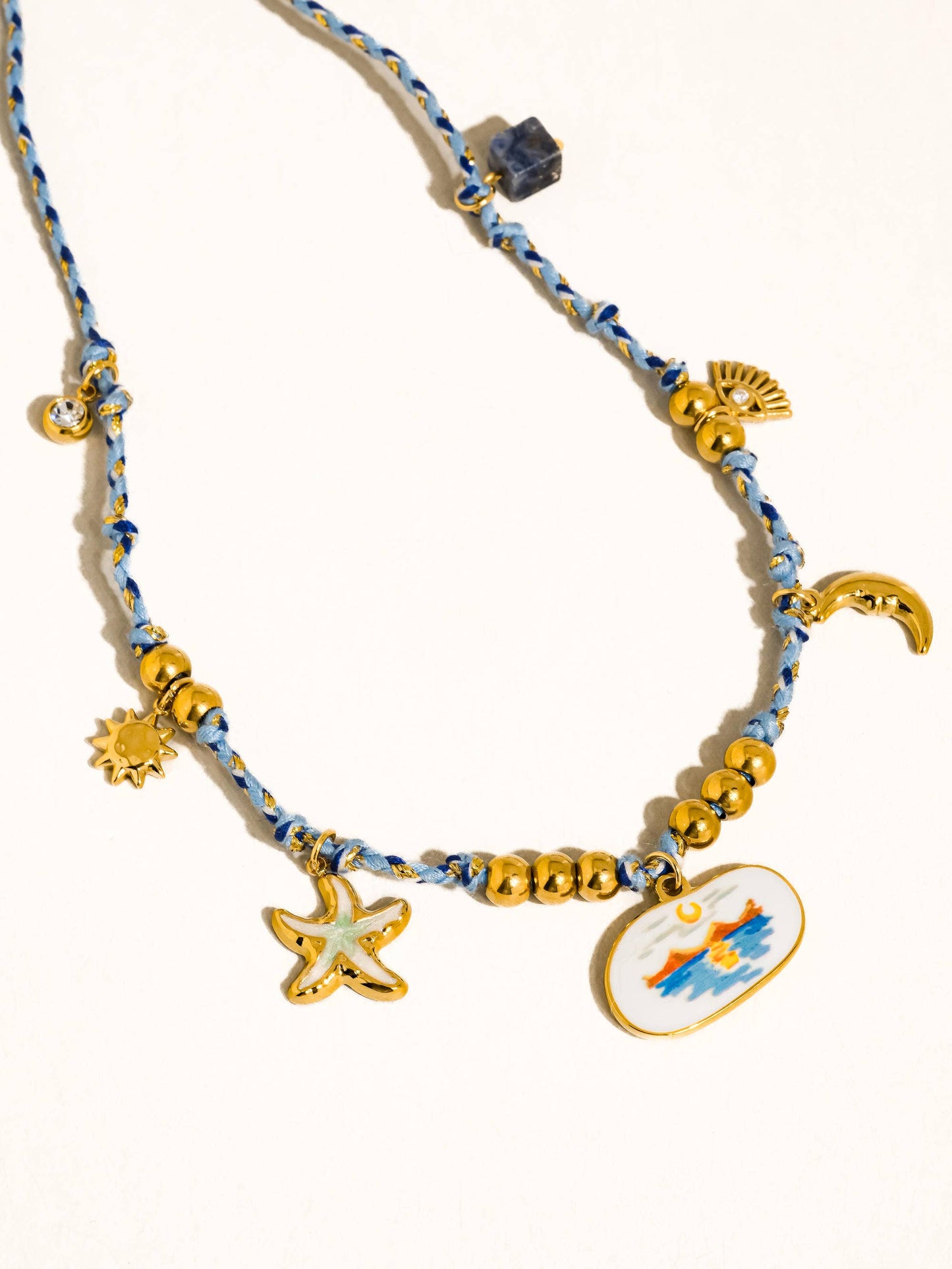 Pêche 18K Gold Non-Tarnish Vintage Charm Rope Necklace