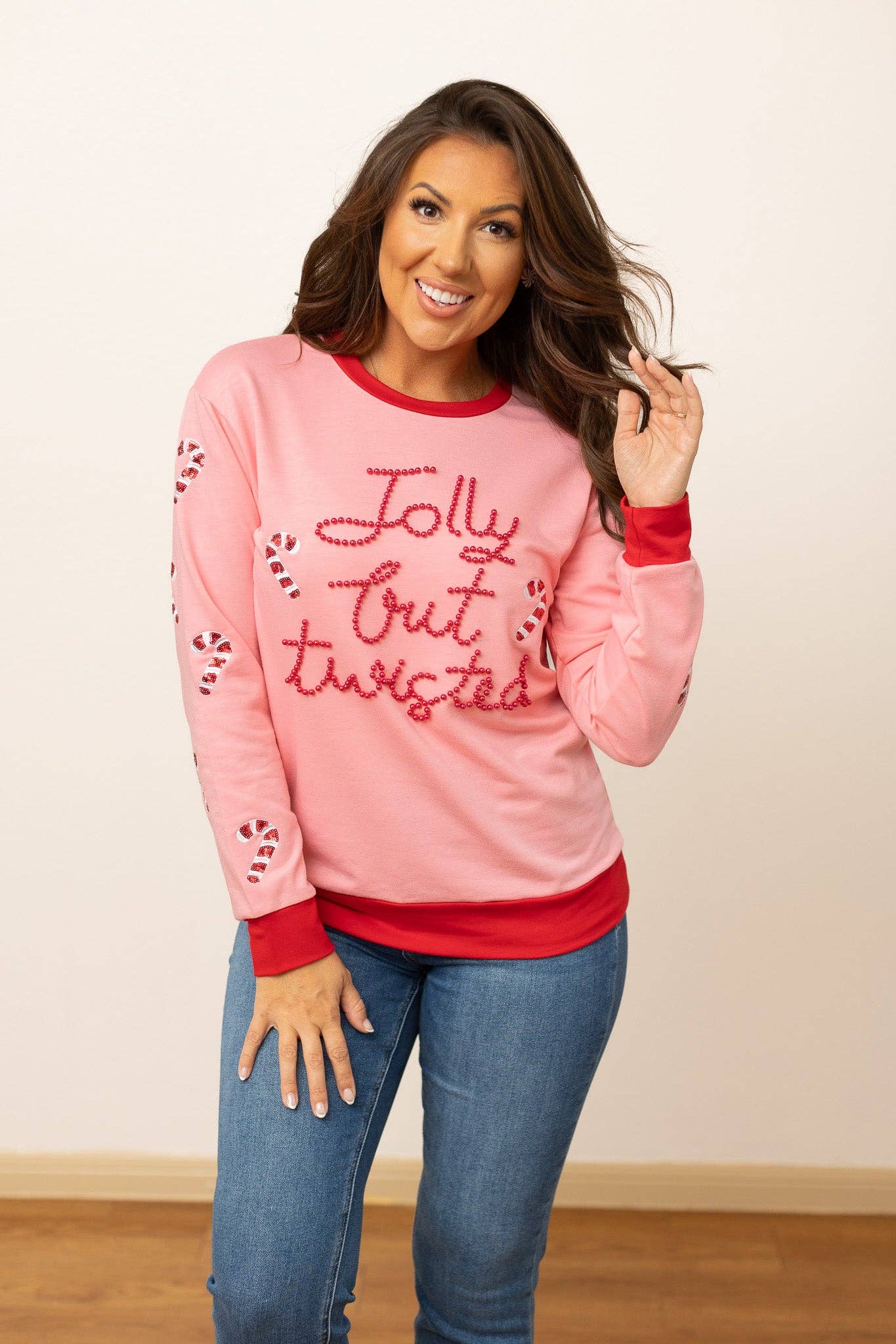 Jolly but Twisted Pink Sweater